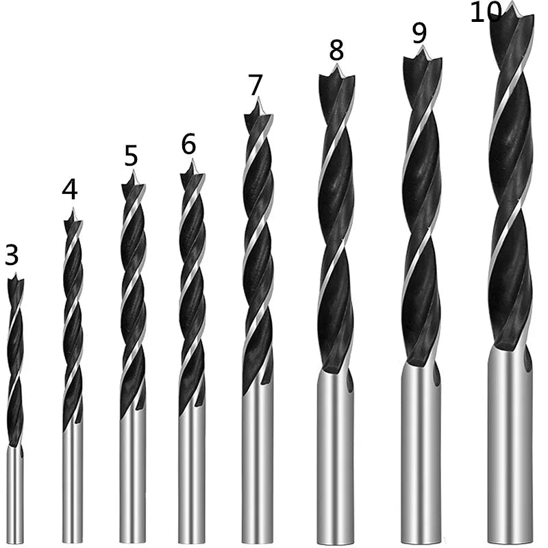 8Pcs/Set  Wood Drill Bit Set 3MM-10MM Drill Bits Kit For Woodworking Wood Tools Spiral Drill Bit High Carbon Steel