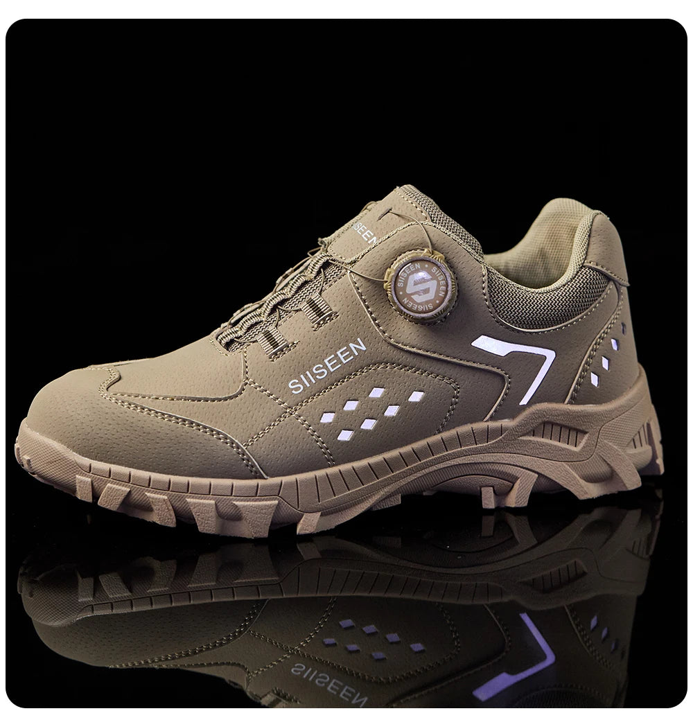 Steel Toe Safety Shoes for Men - Puncture Proof, Slip Resistant & Durable Work Boots for Construction, Outdoor Industrial Use