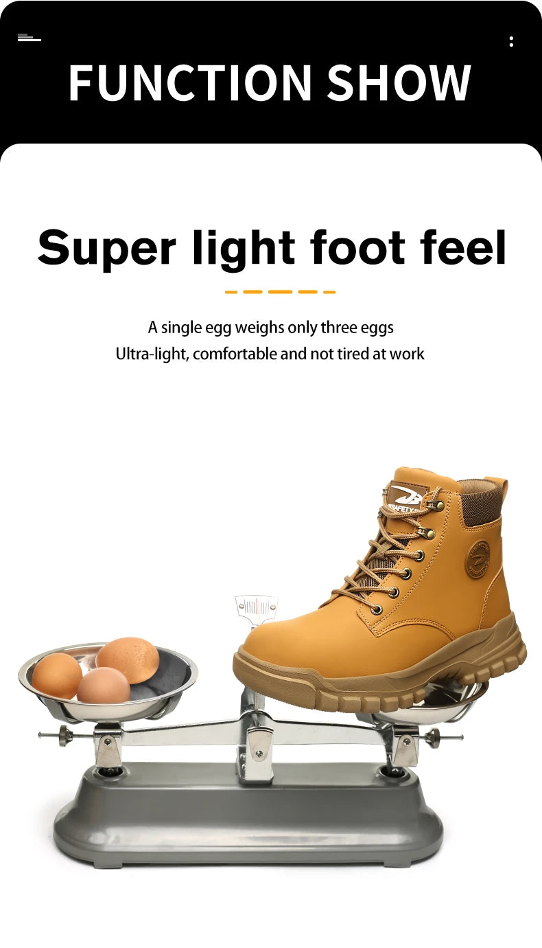 Steel Toe Shoes for Men Women Lightweight Anti-smash Steel Toe Sneakers Indestructible Work Boots Construction Safety Shoes