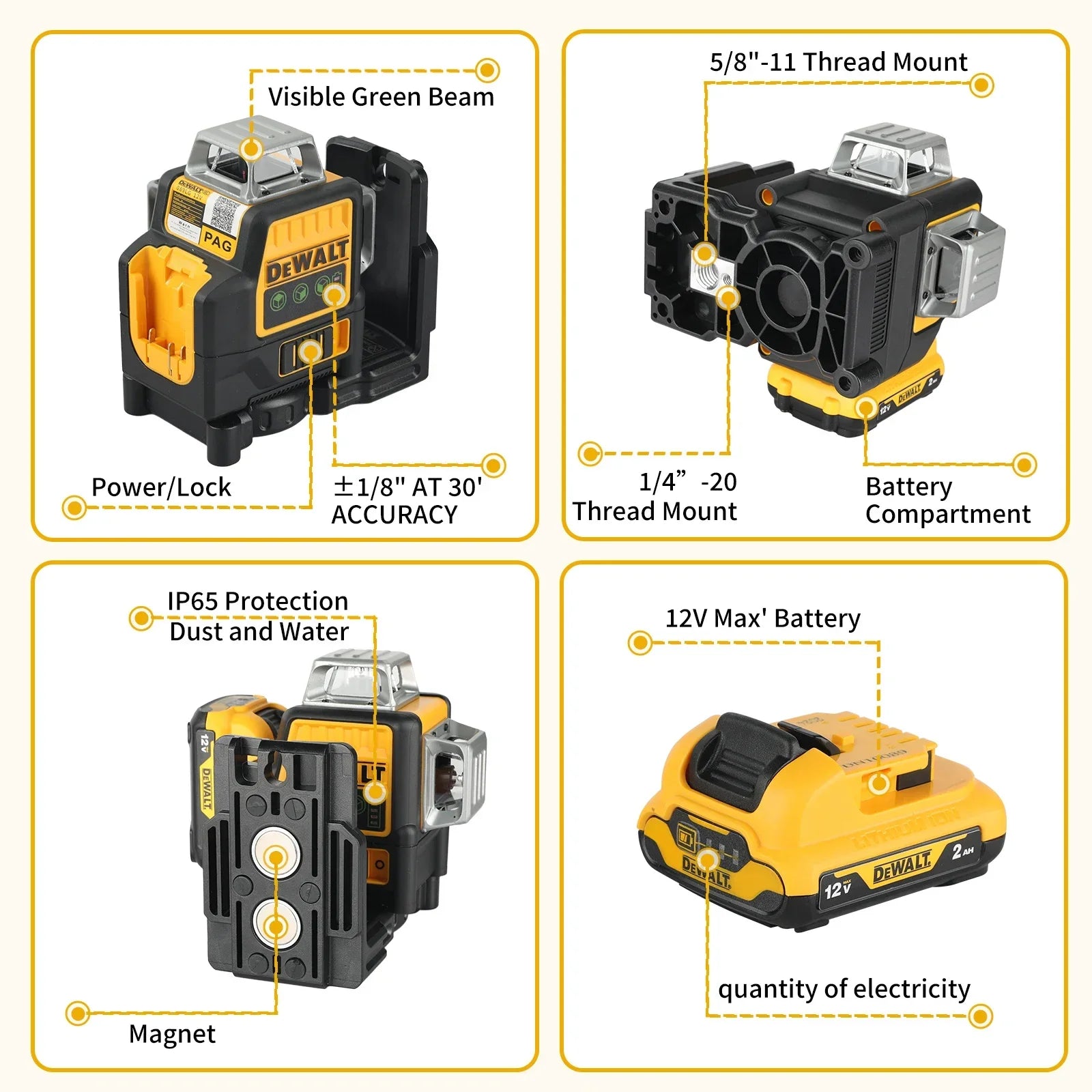 DeWalt laser level DW089LG laser 360 laser measuring tool construction laser Degree Professional Laser, Cordless/Rechargeable