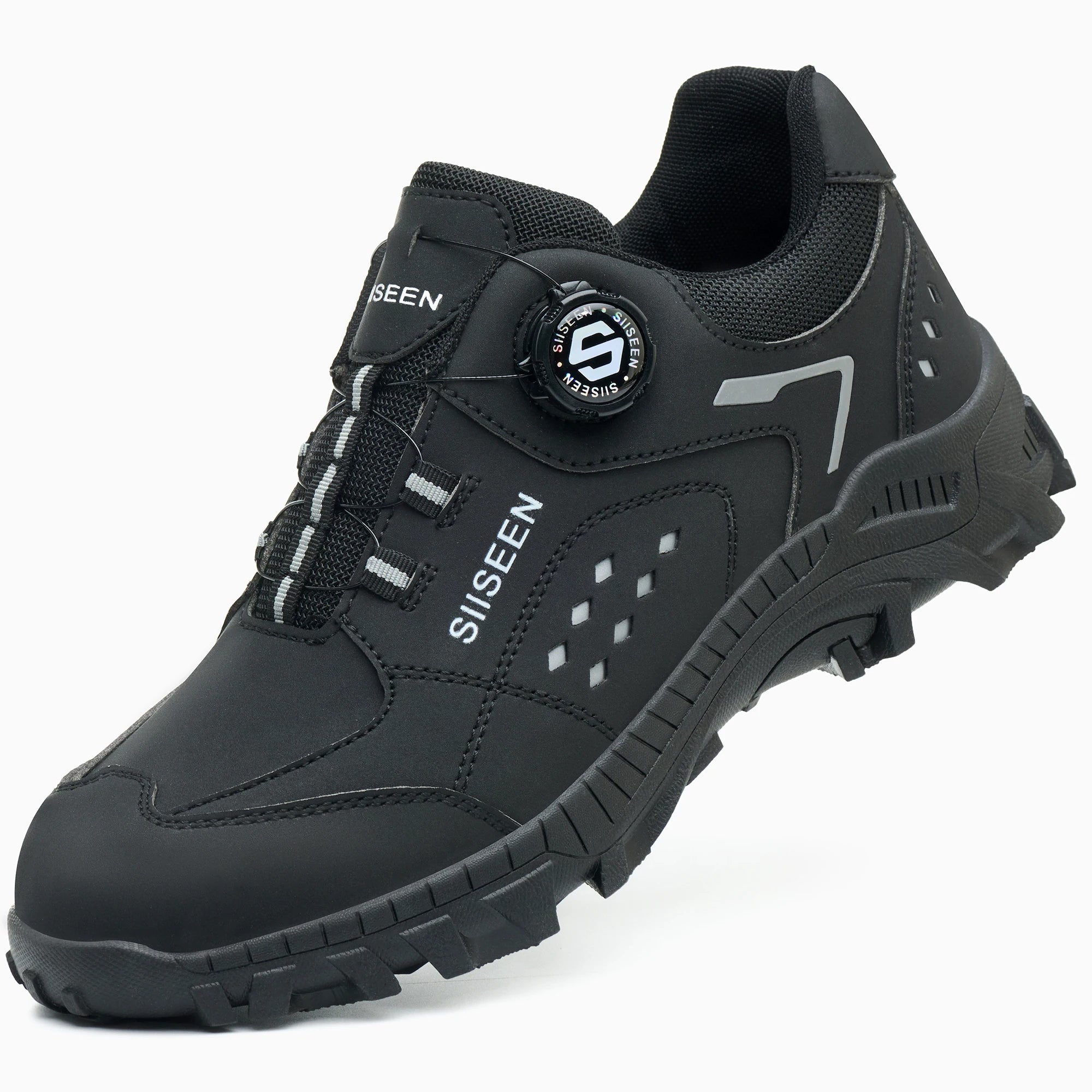 Steel Toe Safety Shoes for Men - Puncture Proof, Slip Resistant & Durable Work Boots for Construction, Outdoor Industrial Use