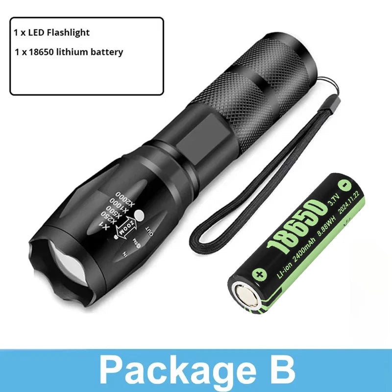 LED Flashlights,Portable Flash Light With 5 Modes & Zoomable,Bright Torch For Camping, Hiking Outdoor, Home Emergency Lighting
