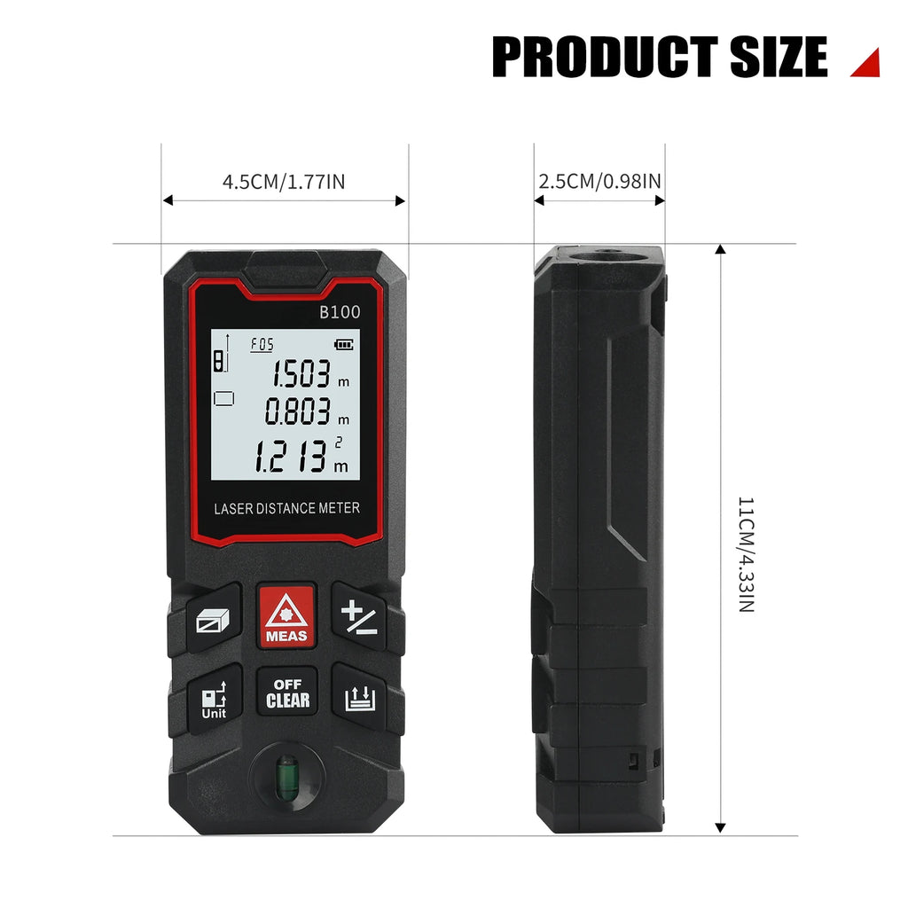 Laser Measuring Tool  Digital Tape Measure High Accuracy, Professional Laser Distance Meter with LCD Display for Constructi
