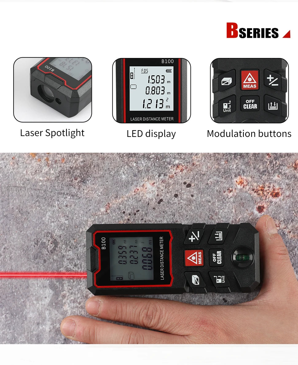Laser Measuring Tool  Digital Tape Measure High Accuracy, Professional Laser Distance Meter with LCD Display for Constructi
