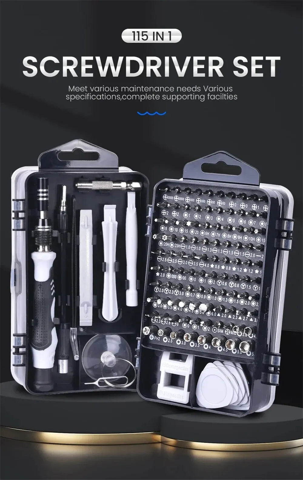115 - piece Precision Screwdriver Set, Manual Tool Set for Precision Computer, Smartphone and Watch Repair and Disassembly