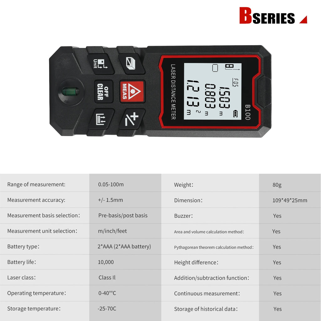Laser Measuring Tool  Digital Tape Measure High Accuracy, Professional Laser Distance Meter with LCD Display for Constructi