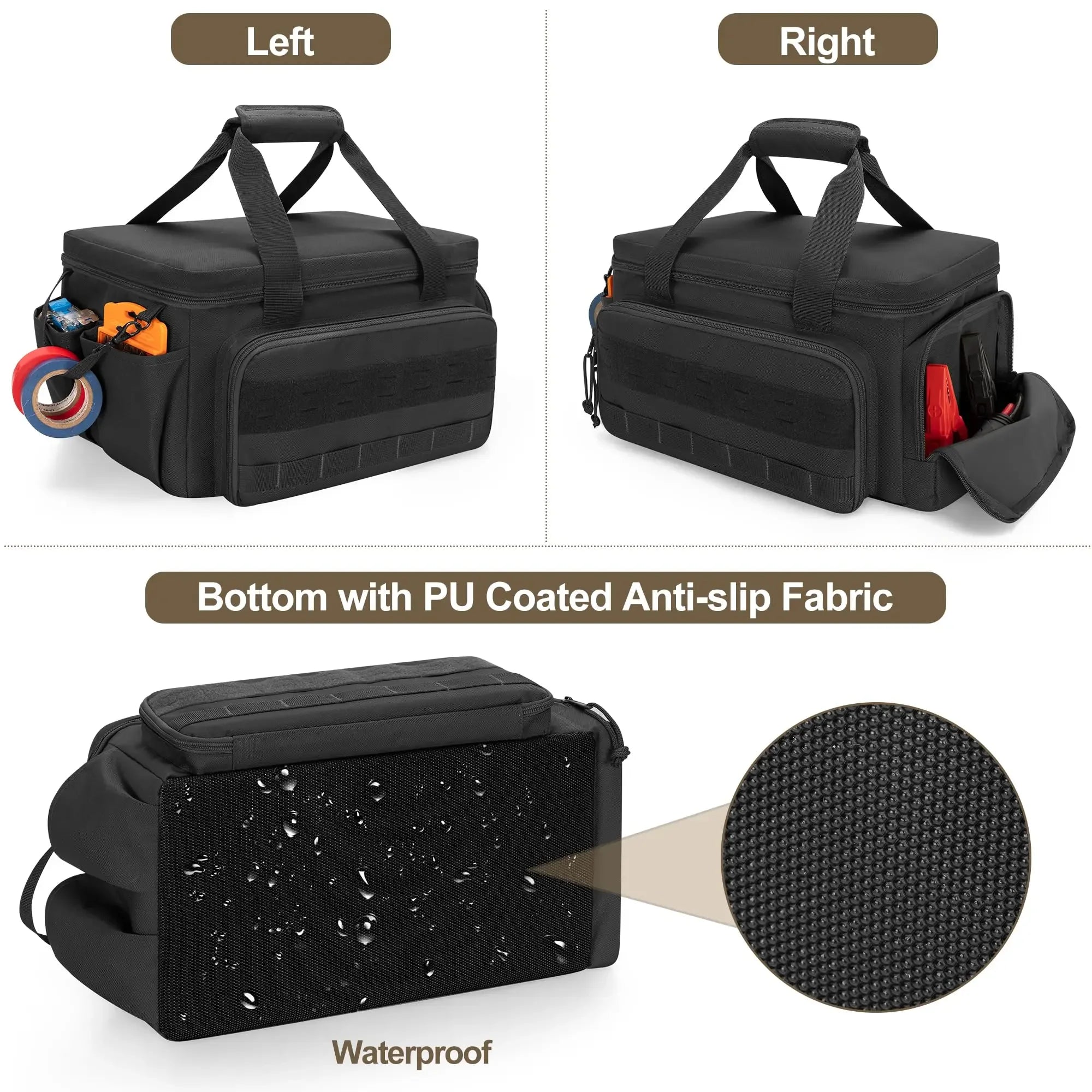 14" Heavy Duty Tactical Tool Bag Non-Slip Base Multipurpose Work Organizer for Handyman,Carpenter,Durable Portable Tool Storage