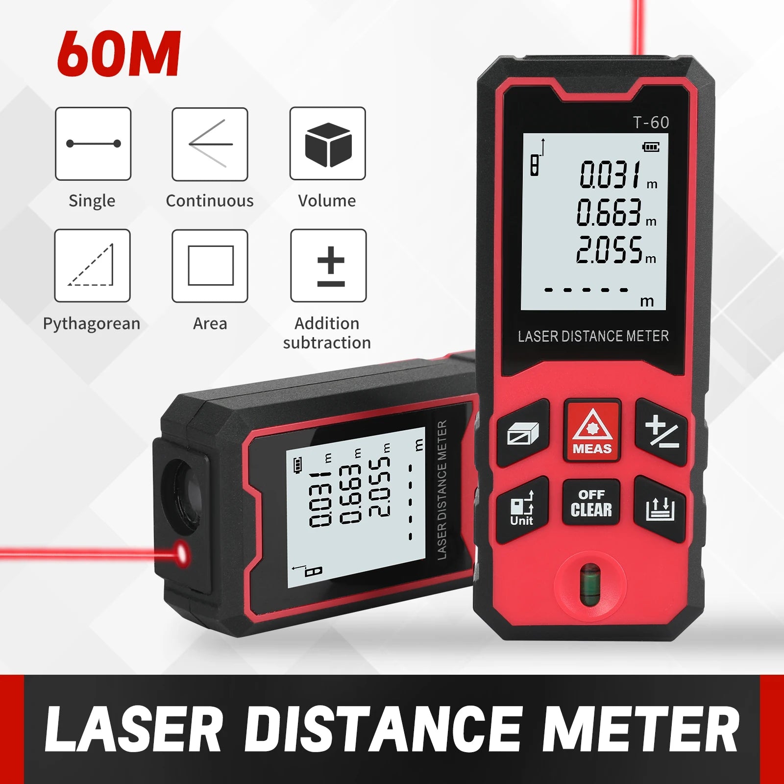 Laser Measuring Tool  Digital Tape Measure High Accuracy, Professional Laser Distance Meter with LCD Display for Constructi