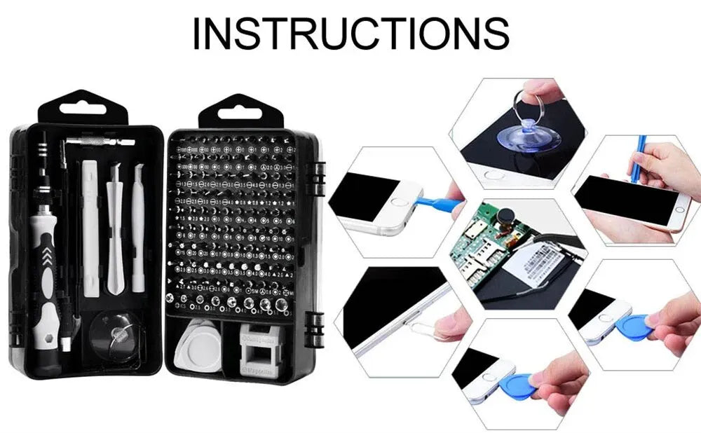115 - piece Precision Screwdriver Set, Manual Tool Set for Precision Computer, Smartphone and Watch Repair and Disassembly