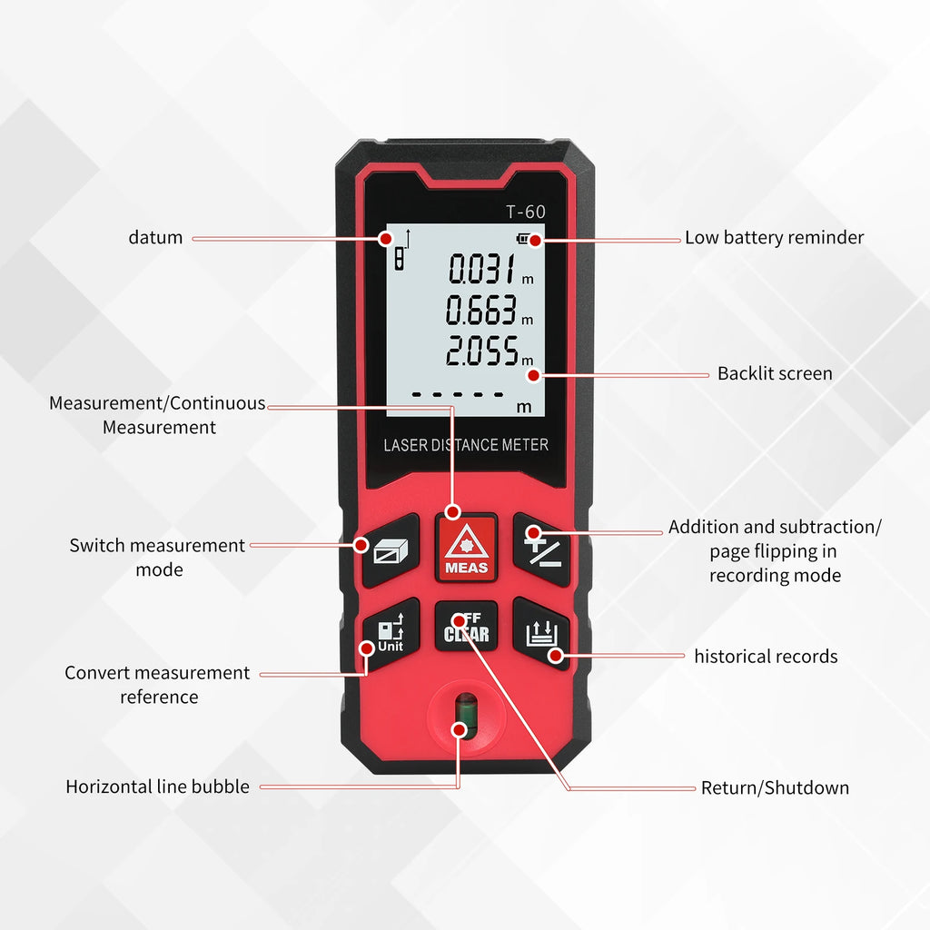Laser Measuring Tool  Digital Tape Measure High Accuracy, Professional Laser Distance Meter with LCD Display for Constructi