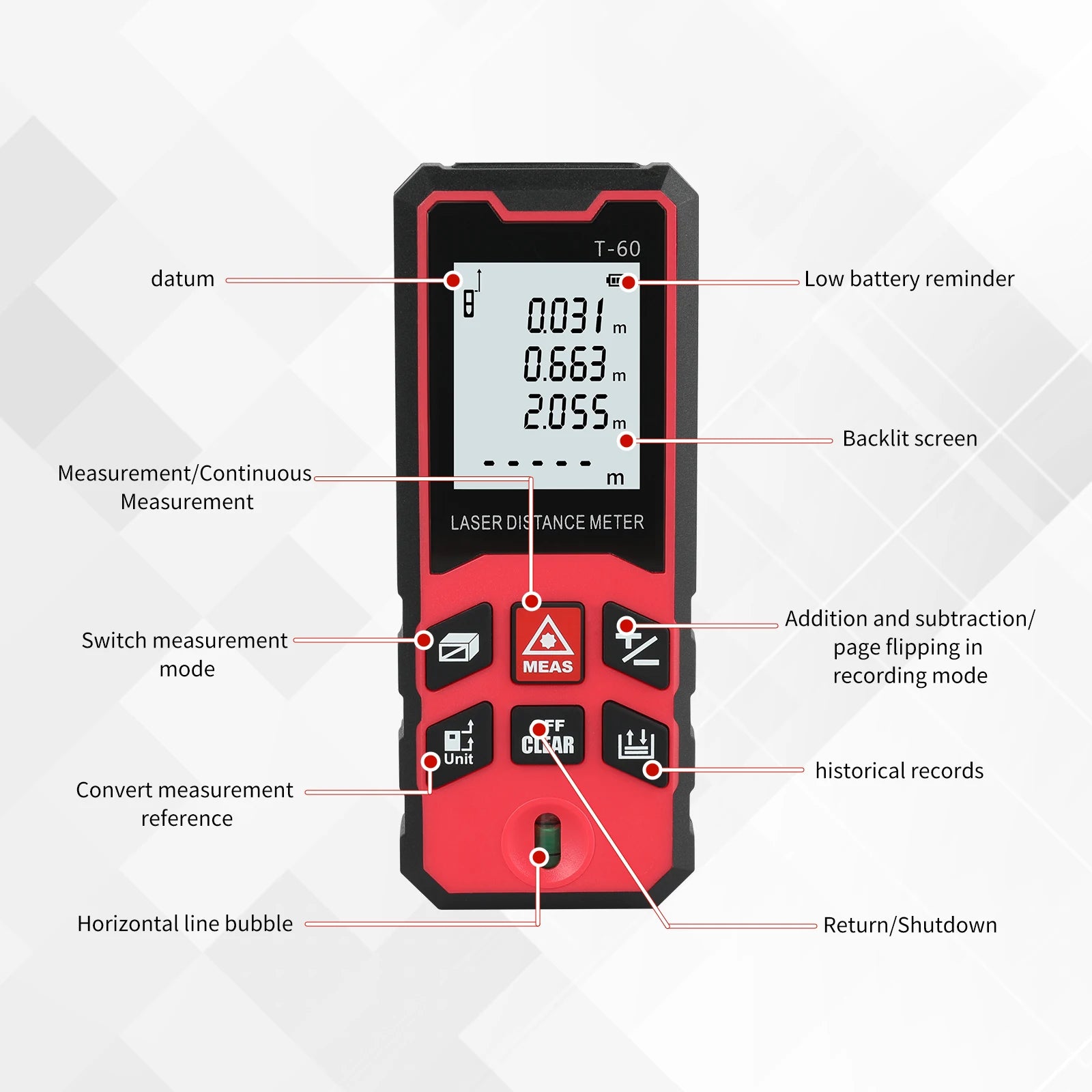 Laser Measuring Tool  Digital Tape Measure High Accuracy, Professional Laser Distance Meter with LCD Display for Constructi