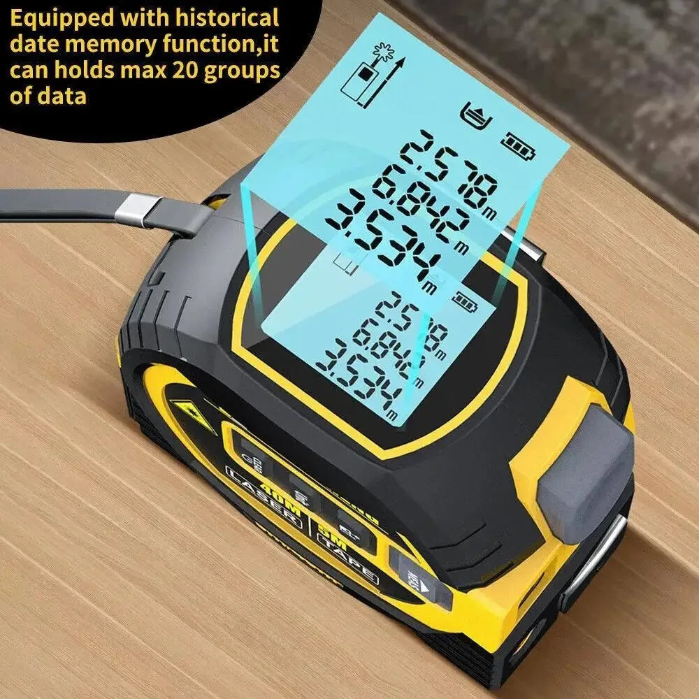 Laser Tape Measure Meter Building Measurement Device 3in1 Laser Rangefinder 5M Tape 60M Laser Measure with LCD Digital display