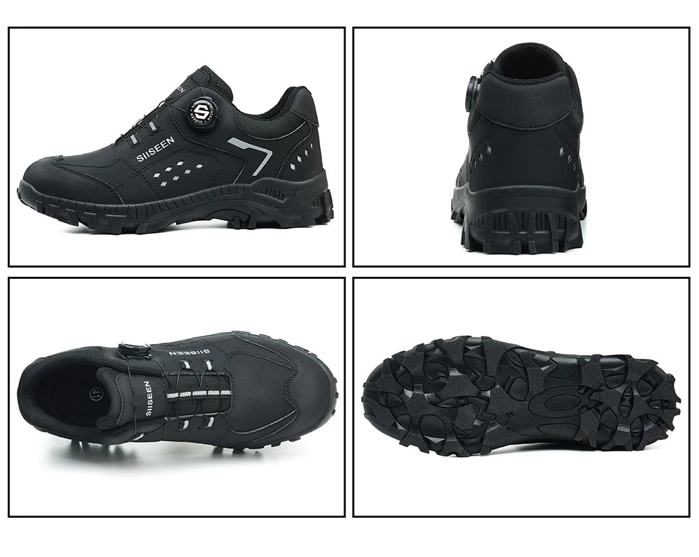 Steel Toe Safety Shoes for Men - Puncture Proof, Slip Resistant & Durable Work Boots for Construction, Outdoor Industrial Use