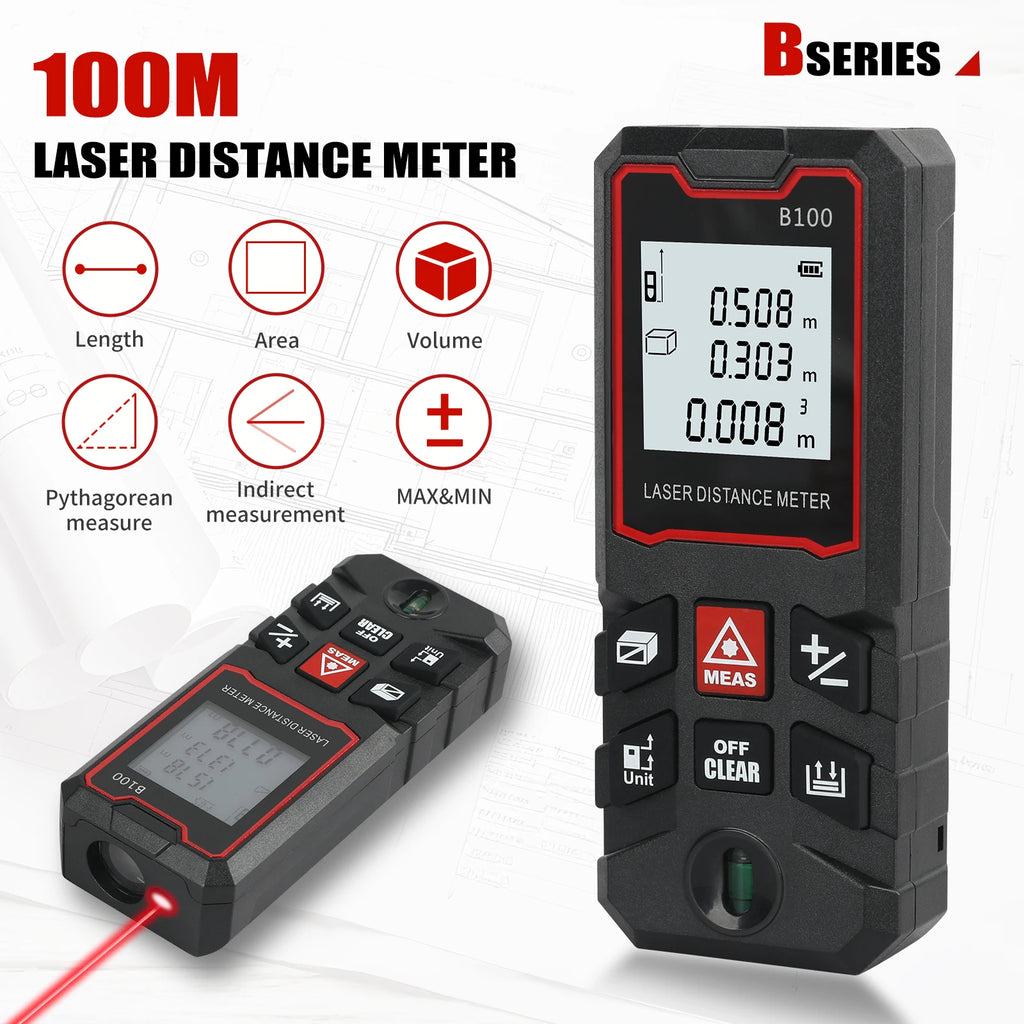 Laser Measuring Tool  Digital Tape Measure High Accuracy, Professional Laser Distance Meter with LCD Display for Constructi