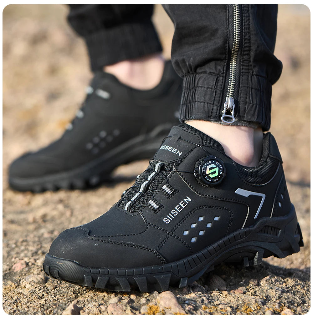 Steel Toe Safety Shoes for Men - Puncture Proof, Slip Resistant & Durable Work Boots for Construction, Outdoor Industrial Use