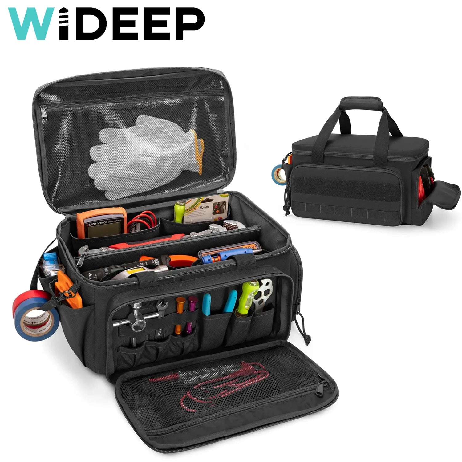 14" Heavy Duty Tactical Tool Bag Non-Slip Base Multipurpose Work Organizer for Handyman,Carpenter,Durable Portable Tool Storage