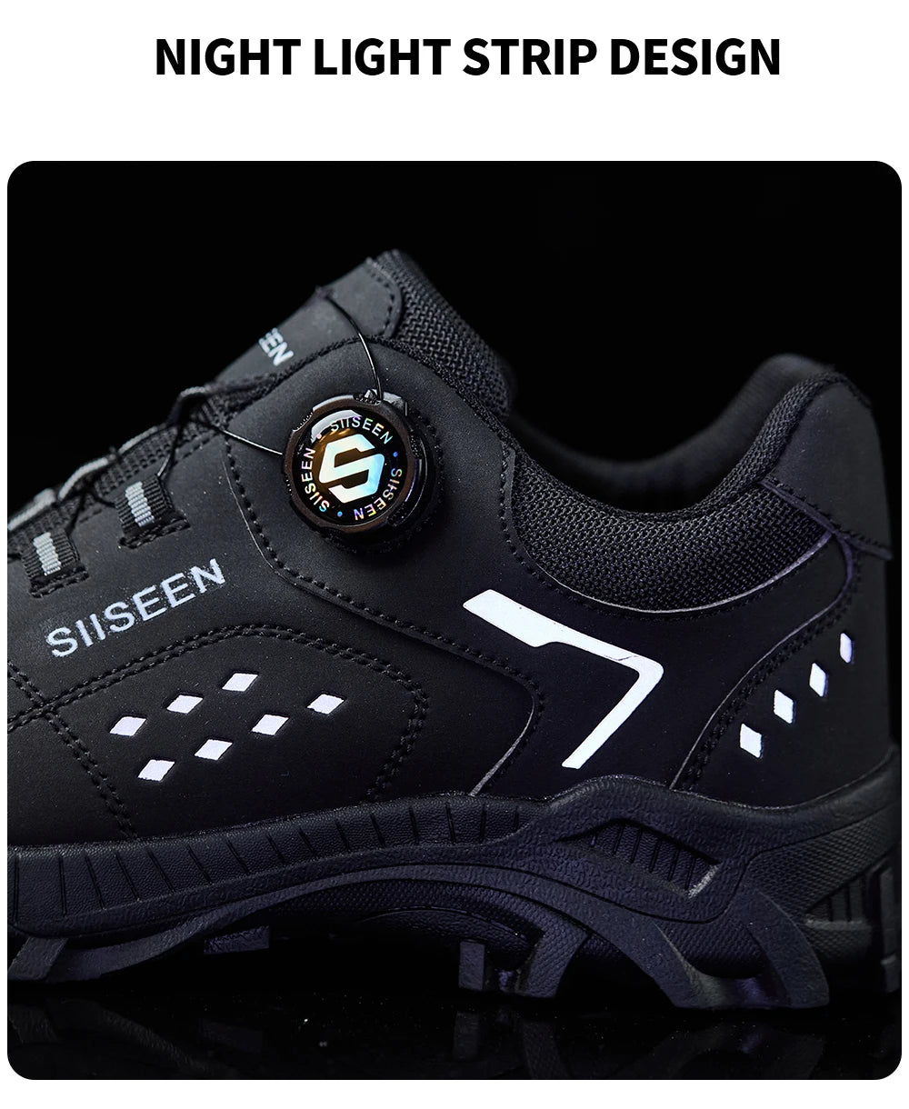 Steel Toe Safety Shoes for Men - Puncture Proof, Slip Resistant & Durable Work Boots for Construction, Outdoor Industrial Use