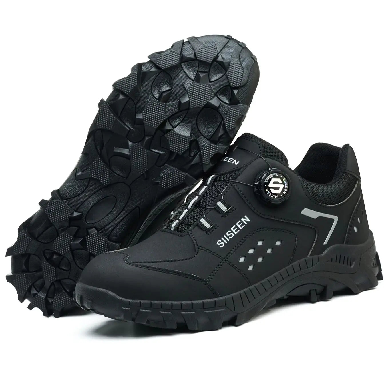 Steel Toe Safety Shoes for Men - Puncture Proof, Slip Resistant & Durable Work Boots for Construction, Outdoor Industrial Use