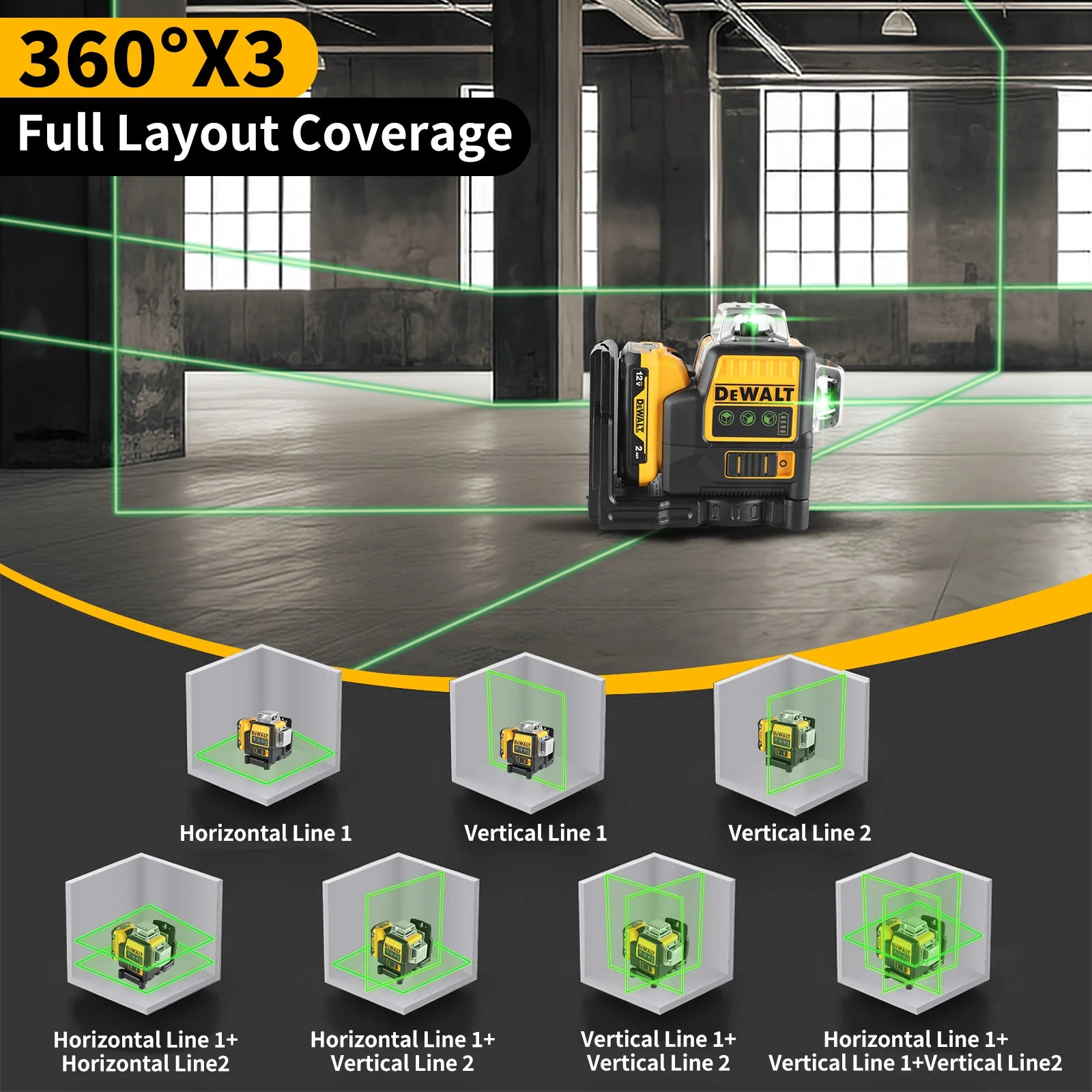 DeWalt laser level DW089LG laser 360 laser measuring tool construction laser Degree Professional Laser, Cordless/Rechargeable