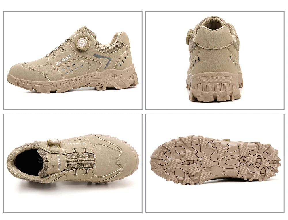 Steel Toe Safety Shoes for Men - Puncture Proof, Slip Resistant & Durable Work Boots for Construction, Outdoor Industrial Use